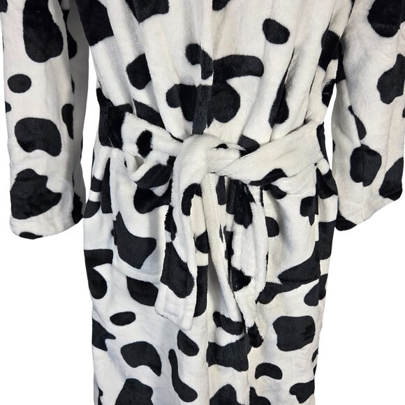 NWT | Cow Print Hooded Plush Fleece Robe Costume Belted | Kids 12-13 - Picture 7 of 7